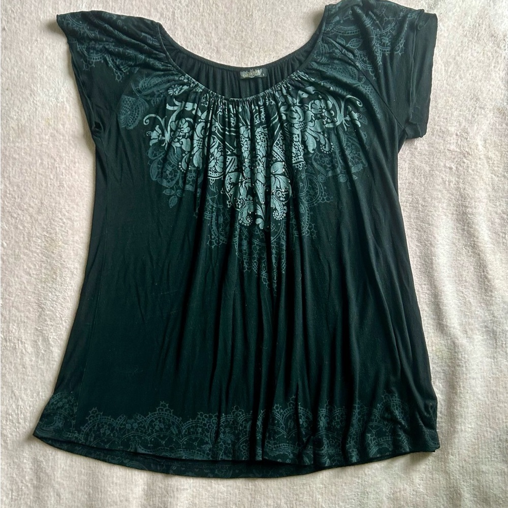 Black floral and stud Vanilla Sugar y2k Women’s top - SMALL